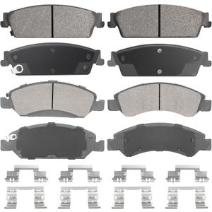 Front & Rear Semi-Metal Brake Pads Set for Cadillac Escalade 2008-2014,for Chevy Silverado 1500 2008-2013, Suburban, Tahoe, for GMC Sierra 1500, Savana 1500, Yukon, for Express 1500, Avalanche, 8PCS