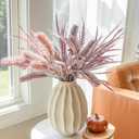 7 PCS Artificial Fall Stem Fake Plants, 26 in Fake Leaves Autumn Greenery Branches Fall Flowers Faux Foliage DIY Stems for Vase Thanksgiving Home Kitchen Office Indoor Centerpiece Table Decoration (Purple)