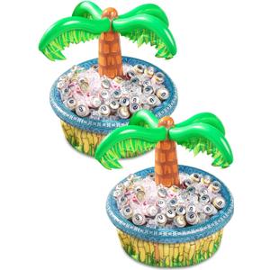 Sloosh 2-Pack Inflatable Palm Tree Cooler - 28" Inflatable Drink Cooler Luau Hawaiian Party Decoration for Tropical Theme Party Decor, Blow Up Birthday Seasonal Beach Pool Party Supplies Accessories