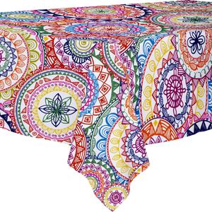 Outdoor Tablecloth with Umbrella Hole and Zipper, 60 x 84 Inch Vintage Rectangle Patio Table Covers for Spring/Summer, Machine Washable Outdoor Picnic Table Cloth