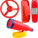 Playground Accessories Swingset Steering Wheel Plastic Telescope Telephone Swingset Phone Toy for Kids Outdoor Playground Backyard Treehouse (Color Set 6- (3 Pcs))