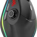 TRELC Wireless Gaming Mouse with 5 D Rocker, 24000 DPI/11 Programmable Buttons, Ergonomic Mouse for 2 Devices Connection (BT+2.4GHz), Vertical Rechargeable Mice for PC/Laptop/E-Sports/Gamer (Black)