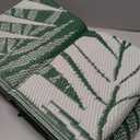 Outdoor Rug Waterproof,  Reversible Outdoor Plastic Straw Rug, Grass Green