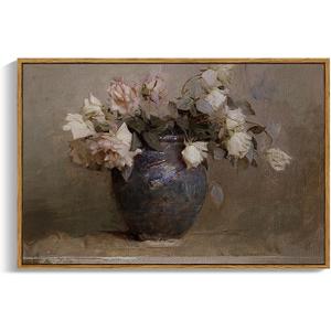 InSimSea Framed Canvas Wall Art Vintage Decor, Retro Floral Rustic Decorations for Living Room, Farmhouse Wall Decor for Living Room Bedroom, 24"x36"