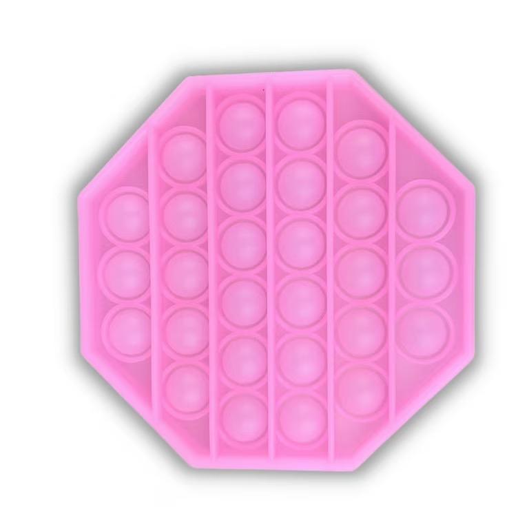 Pink Glow in the Dark Pop it Fidget Toy - Octagon Shaped Bubble Popper