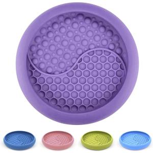 Dog Lick Bowl, Non-Slip Dog Slow Feeder Licking Mat Treat Dispenser, Interactive and Enrichment Toys, Boredom & Anxiety Reducer, BPA Free Silicone (Purple, Large)