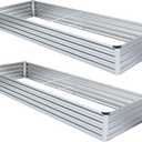 Meberam 2 Pack 6x3x1FT Galvanized Raised Garden Beds Kit Outdoor Metal Gardening Planter Box for Vegetable Elevated Flower Herbs,Silver