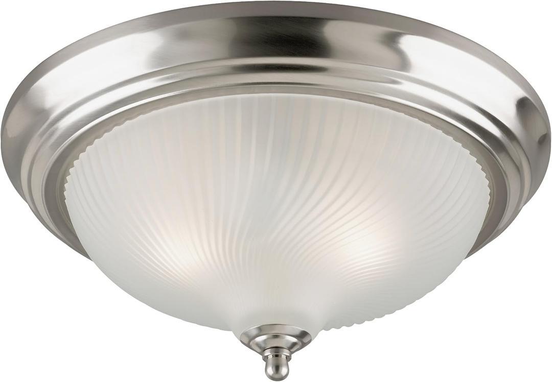 Westinghouse Lighting 6430500 Two-Light Flush-Mount Interior Ceiling Fixture, Brushed Nickel Finish with Frosted Swirl Glass