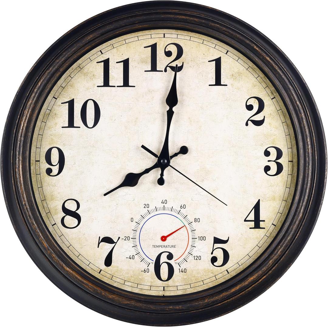 Wall Clock Battery Operated Silent Vintage Wall Clocks for Living Room 16 Inch Bronze, Large
