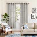 YoungsTex Dark Grey Linen Curtains 72 Inch Length for Living Room, Textured Semi Sheer Window Drapes with Bronze Grommet Light Filtering for Bedroom Dining, 2 Panels, 52 X 72 Inch