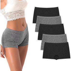 R RUXIA Women's Boyshorts Underwear Seamless Boy Shorts Panties Soft Stretch Boxer Briefs 5 Packs(Regular & Plus Size) (S)