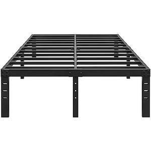 ALDRICH 14 Inch Metal Bed Frame Queen Size Heavy Duty Noise Free Bedframes | Double Black Basic Steel Slats Platform, Easy Assembly, No Box Spring Needed
