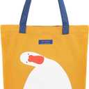 Cute Canvas Tote Bag for Women Reusable Cotton Cloth Bag for Lunch Grocery Shopping and Beach with 3D Duck Design (Shoulder Carry, Yellow Duck)