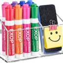 MR.MATE Magnetic Pen Holder, Acrylic Magnetic Dry Erase Marker Holder for Whiteboard, Non-Slip Pencil Cup Holders for Fridge, Magnet Locker Organizer for Office Classroom Desk (Clear)