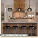 Ayshwill Dec Black Woven Boho Chandelier Wicker Rattan Dome Pendant Light Fixture for Dining Room Bedroom Kitchen Island (Bulb Included)