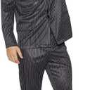 EraSpooky Men's 1920s Gangster Costume Wide Pin Stripe Suit Include Jacket Pants Shirt Front with Attached Necktie (Medium, Black2)