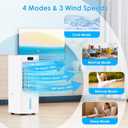 Swamp Cooler, 6L Windowless Portable Air Conditioners, 4 Modes & 3 Speeds, 3-IN-1 Evaporative Air Cooler with 4 Ice Packs, 12H Timer, Remote, Auto Oscillating, Quiet Cooling Fan