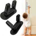 Tuxiaobu Door Lever Lock Child Proof Black Childproof Child Safety Door Lever Locks Door Lever Handle Lock with Adhesive, Keep Clever Cats Dogs Toddlers Pets from Opening Doors, Black - 2 Pcs