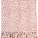BOURINA Pink Throw Blanket 50x60 Inches Throw Textured Solid Soft Sofa Throw Couch Cover Knitted Decorative Blanket