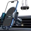 YRU Phone Holders for Your Car [2026 Upgraded Military Metal Hook], Cellphone Holder Car[No Fear of Bumps] Vent Phone Mount Truck Compatible with iPhone17 16 15 14 13 12 Samsung Android, Gloss Black