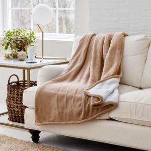 Eddie Bauer | Smart Heated Electric Throw Blanket - Reversible Sherpa - Hands Free Control - Wi-Fi Only (2.4GHz) - Compatible with Alexa, Google, iOS, Android - Khaki