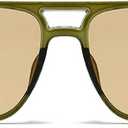 Retro Double Bridges Square Men Rivets Sunglasses Fashion Women Yellow Blue Shades UV400 Sun Glasses (Green Tea)