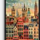 10 x Antwerp Belgium Art Print Poster, Europe City Skyline Artwork Painting Wall Art Vintage Painting for Bedroom Bathroom Living Room Decor 53 (Antwerp Belgium, 8 x 10 inches, Unframed)