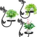 Wall Plant Holder Indoor, Metal Hanging Planters Hanger Floating Flower Display Stand for Window, Plant Shelves Hanging Plant Holder Window Plant Hanger Plant Decor Black (Butterfly-3Pc)