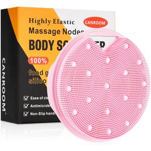 2 x Heavy Duty Silicone Body Scrubber  Anti Zinc Infused-Lymphatic Brush Exfoliating Body Scrubber for Shower Body,with Stiff and Soft Bristles for Anti-Puffiness,Blood Circulation- Pink