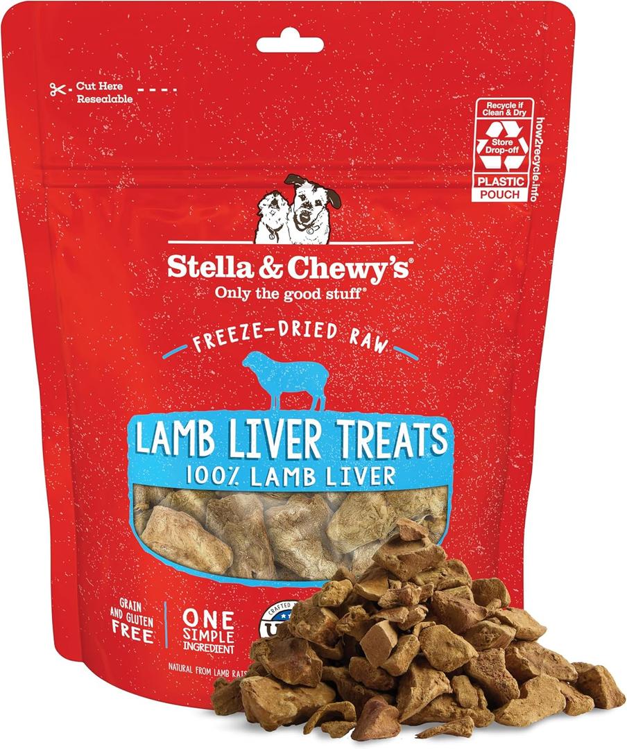 Stella & Chewy's Freeze-Dried Raw Lamb Liver Dog Treats - Single Ingredient, No Additives - Premium Training Treats - Perfect For Picky Eaters - 3oz Bag (EXP 11/08/26)