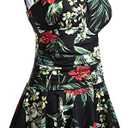 MiYang Women's Plus-Size Flower Printing Shaping Body One Piece Swim Dresses Swimsuit, Size Medium