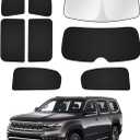 Windshield Sun Shade for 2022-2025 2026 Jeep Grand Wagoneer (Not for Jeep Wagoneer) Accessories Sunshade Side Rear Window Shade Cover Sun Visor Privacy Protection Keep Vehicle Cool Black 8PCS