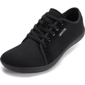 WHITIN Men's Canvas Barefoot Shoes | Wide Toe-Box | Zero-Drop Sole (W81 V2 | All Black (Canvas))