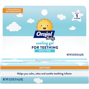 Orajel Baby Daytime Cooling Gel for Teething, Drug-Free, #1 Pediatrician Recommended Brand for Teething, 0.33oz Tube