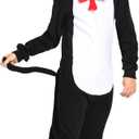Wizland Cat Costume Onesie for Kids Book Character One Piece Plush Animal Jumpsuit, Halloween Christmas Cosplay Costumes Boys&Girls Sleepwear, Detachable Tail And Hat 6-8