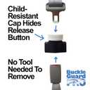 Buckle Guard PRO Seat Belt Button Cover (2-Pack Black) Deters Children and Disabled Adults from Opening Their Seat Belt While Riding in a Motorized Vehicle