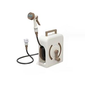 Super-Compact Retractable Hose Reel, 50 ft, White, Design in Japan, Light Weight, Portable, Retractable Hose, Four-Mode Sprayer With Extra Pressure, Weather Resistant