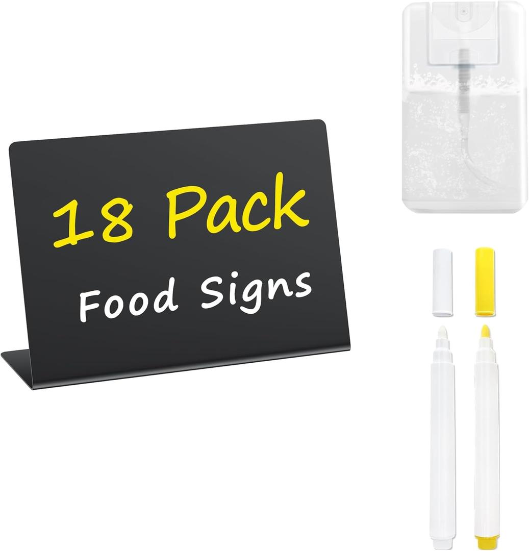 PigPotParty 18 Pcs 4"x3" Mini Food Labels for Party Buffet - Mini Chalkboard Signs for Food Display - Food Labels - Table Name Tags - Wedding Place Cards - Include 2 Wet Erase Markers PigPotParty 18 Pcs 4"x3" Mini Food Labels for Party Buffet - Mini Chalkboard Signs for Food Display - Food Labels - Table Name Tags - Wedding Place Cards - Include 2 Wet Erase Markers