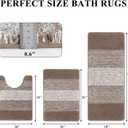 Pauwer 3 Piece Bath Mat Set, Non Slip Plush Bathroom Rugs, Absorbent Shaggy Bathroom Rug Set with U-Shaped Contour Toilet Mat, Brown, 18"x26"+20"x32"