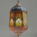 Ramadan Decorations, Acrylic Ramadan Lanterns, 2D Spray Painted Acrylic Crescent and Eid Decorations for Home (H)