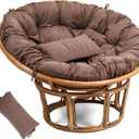Disker Papasan Chair Cushion - 52 inch (Without Chair) Luxurious Round with Matching Accessory Pillow - Large Round Fluffy Plush Cushion with Securing Straps and Ultra Soft Material (Dune Brown)