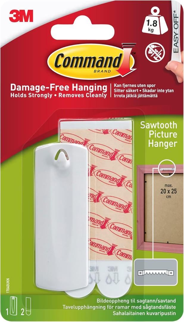 3M Command Strips 17040 Saw Tooth Picture Hanger with Command Adhesive