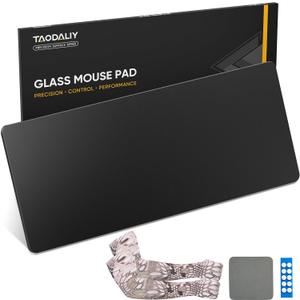XXL Glass Mouse Pad for Gaming, 38.5 x 16.5 Inch, Large,Black