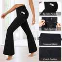 DLOODA Women's Flare Leggings with Pockets Crossover High Waisted Bootcut Yoga Pants Tummy Control Bell Bottom Leggings (Black, XL)