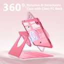 Wenlaty for iPad A16 11th Generation Case 11 Inch 2025, for iPad 10th Generation Case 10.9 Inch 2022 with Pencil Holder, 360 Rotating Protective Cover, Detachable Magnetic Back,Watermelon Pink