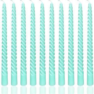 10 Inch Turquoise Green Taper Candle Set, 10 Pack Unscented Dripless Candlesticks for Family Dinner Parties Home Decoration Picnic