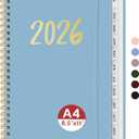 2026 Planner - Weekly and Monthly Planner, January 2026 to December 2026, Spiral Bound 2026 Calendar Planner Book, Inner Pocket, Perfect for Office Home School Supplies - A4 (8.5" x 11"), Baby Blue