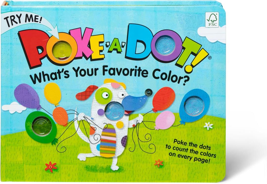 Melissa & Doug Poke-a-Dot! Whats Your Favorite Color? Interactive Children's Board Book with Buttons to Pop, Educational Sensory Toy for Toddlers & Preschoolers Ages 3+ - FSC Certified (Multi)