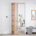 EaseLife Bifold Closet Door,for 36in x 80in (Double 18x80) Opening,French Glass Barn Doors with 3FT Concealed Bi-Fold Sliding Hardware Kit Included,Preassembled Door,Easy Install,DIY staining (35 1/2" (Double 17 3/4") x 78 3/4'')