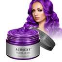 Temporary Hair Color Wax Dye,Hair Color Spray, Natural Hair Coloring Wax Material Disposable Hair Styling Clays Ash for Cosplay,Party,Masquerade, Halloween.etc (Purple, 1 Pack) (4.32 Ounce (Pack of 1))